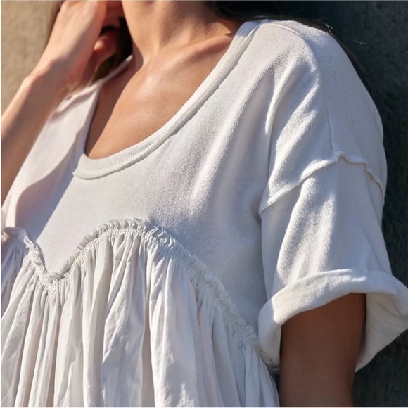 Free People Catalina mini Dress tunic white 100% cotton sz medium - Picture 7 of 16